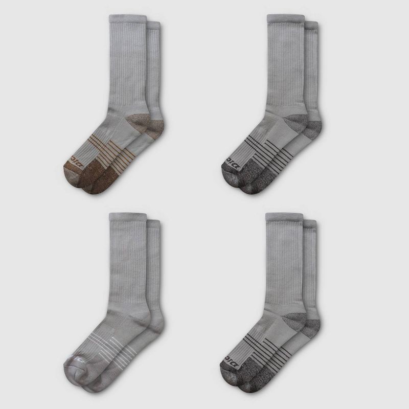 slide 2 of 5, Dickies Men's 4pk HYDRO-COOL Crew Socks - Gray 6-12: Lightweight Knit, Tagless Design, Machine Washable, Tumble Dry, 4 ct