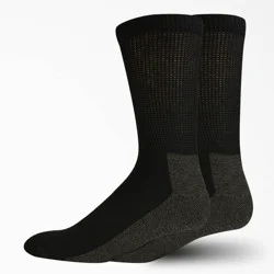 Dickies Men's 2pk Steel Toe Non-Binding Crew Socks - Black 6-12: Heavyweight Tagless Design