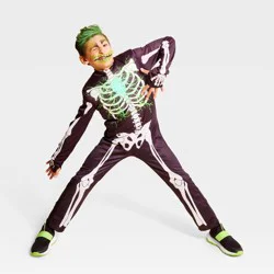 Kids' Glows under Blacklight Costume Light Up Electric Bones Skeleton - Hyde and EEK! Boutique™ M