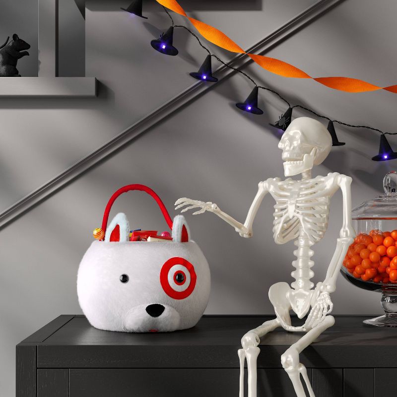 slide 2 of 3, 12" Bullseye Dog Halloween Trick or Treat Basket Red/White - Hyde and EEK! Boutique™, 1 ct