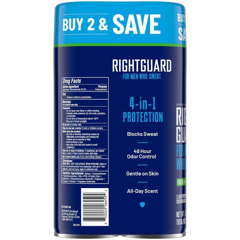slide 3 of 8, Right Guard Sport Spray Antiperspirant & Deodorant - Fresh Scent - 6oz/2pk, 2 ct; 6 oz