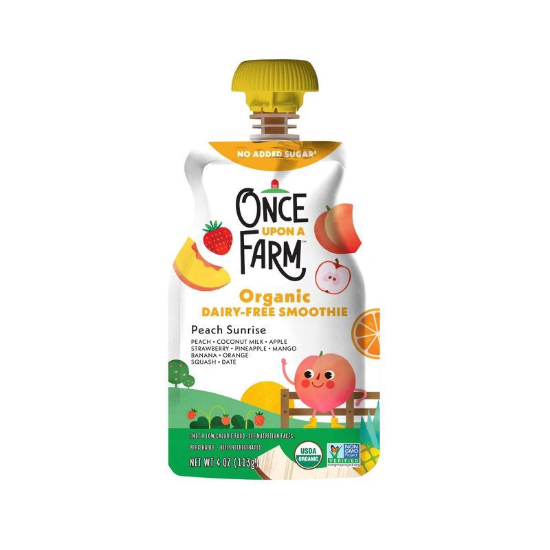 slide 2 of 4, Once Upon a Farm Peach Sunrise Dairy Free Smoothie - 4oz, 4 oz