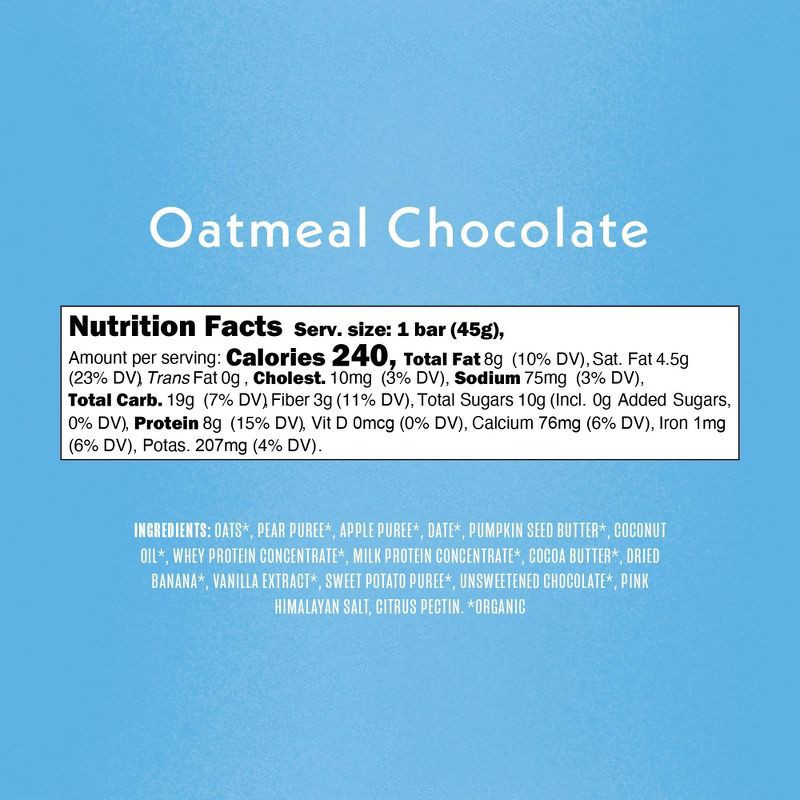 slide 4 of 6, Once Upon a Farm Oatmeal Chocolate Protein Refrigerated Oat Bar - 1.6oz, 1.6 oz