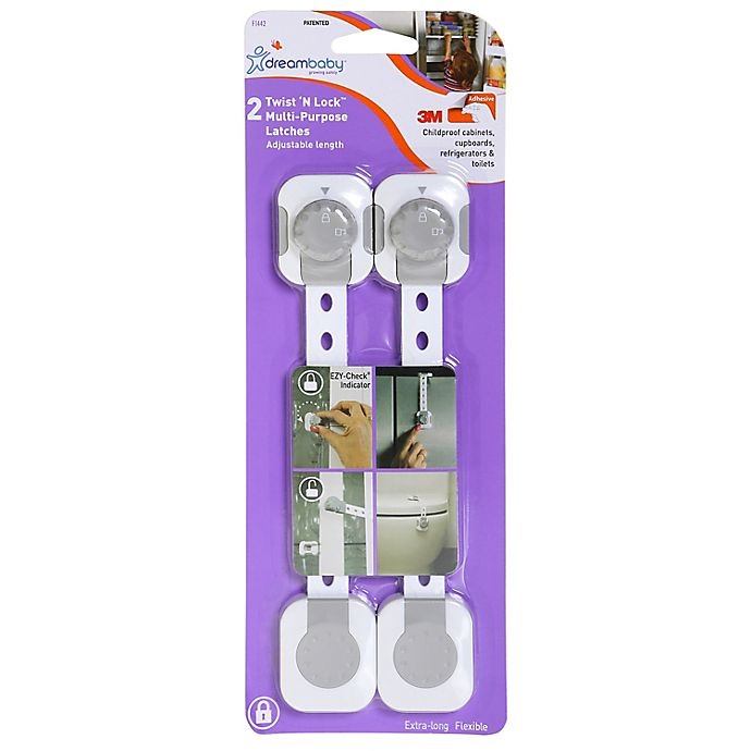 slide 1 of 6, Dreambaby Twist N' Lock Multi-Purpose Latches - White/Grey, 2 ct