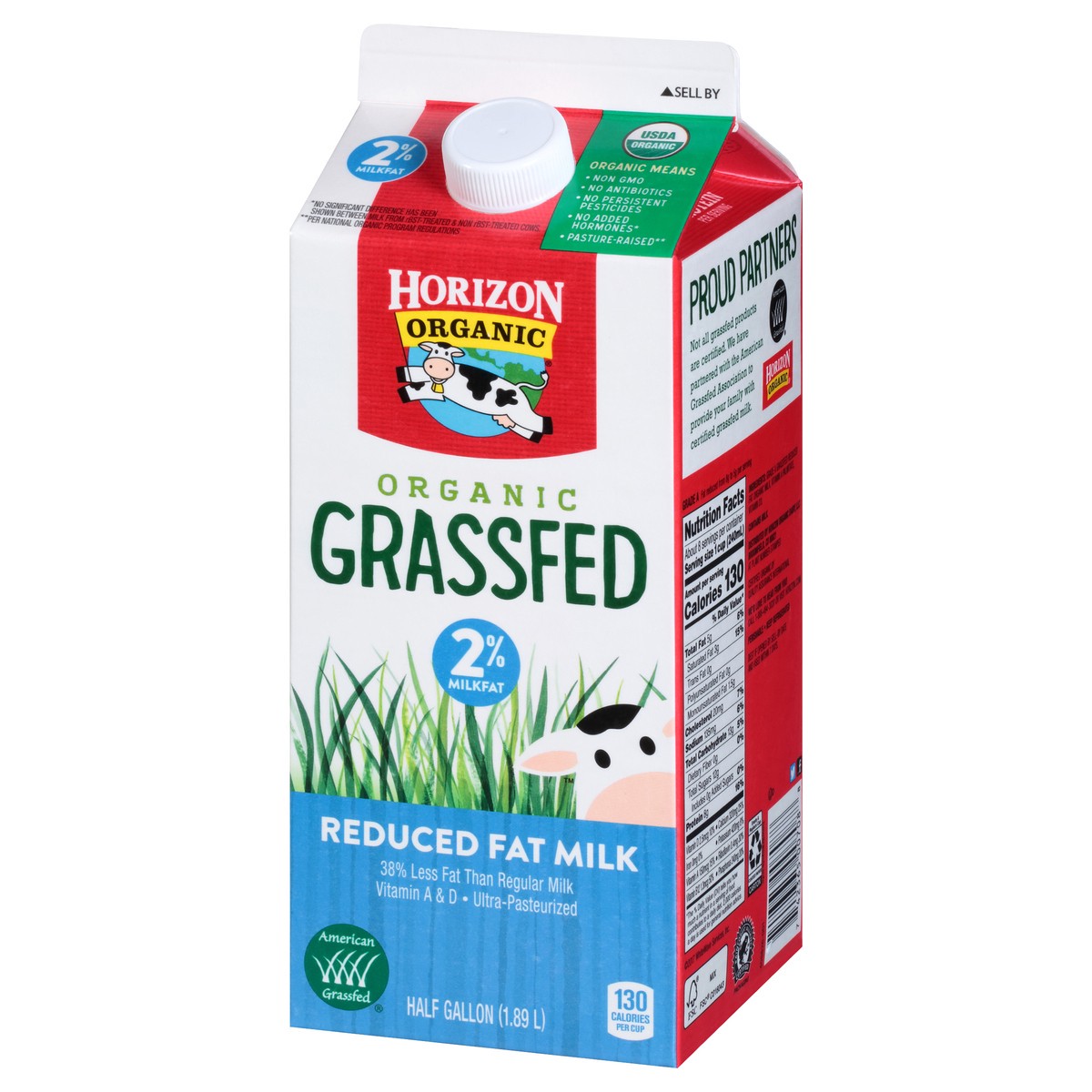 slide 5 of 12, Horizon Organic Grassfed 2% Reduced Fat Milk with Vitamin D, Half Gallon, 64 fl oz