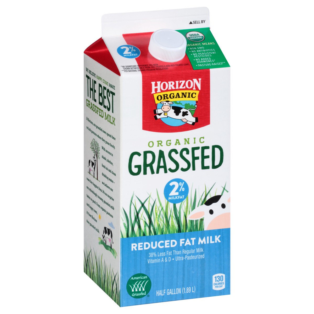 slide 4 of 12, Horizon Organic Grassfed 2% Reduced Fat Milk with Vitamin D, Half Gallon, 64 fl oz