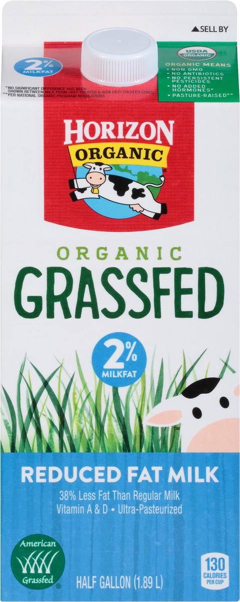 slide 9 of 12, Horizon Organic Grassfed 2% Reduced Fat Milk with Vitamin D, Half Gallon, 64 fl oz