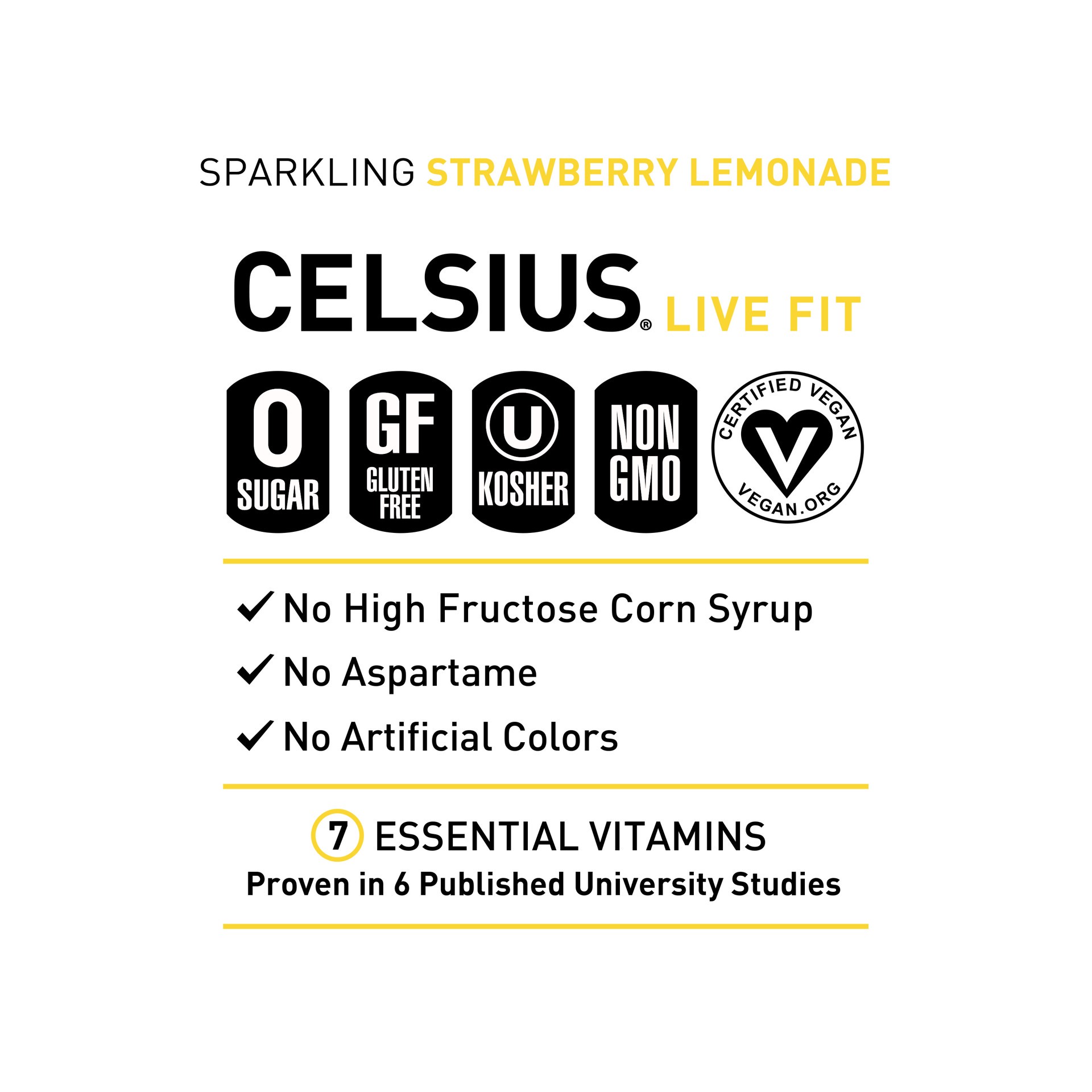 slide 4 of 4, CELSIUS Live Fit Sparkling Strawberry Lemonade Energy Drink - 4 ct, 48 oz