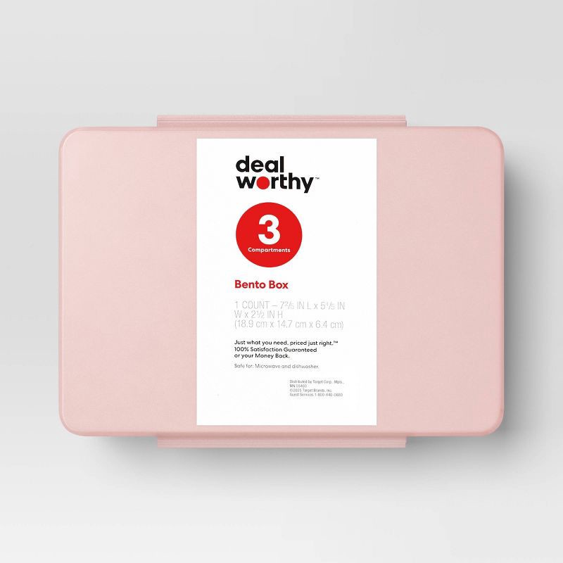 slide 1 of 3, Bento Boxes - Dealworthy™ Pink: BPA-Free Polypropylene Lunch Storage with Latches, 1 ct