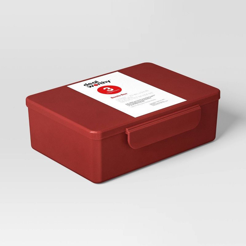 slide 3 of 3, Bento Boxes - Dealworthy™ Red: BPA-Free Polypropylene Lunchbox for Adults, 1 ct