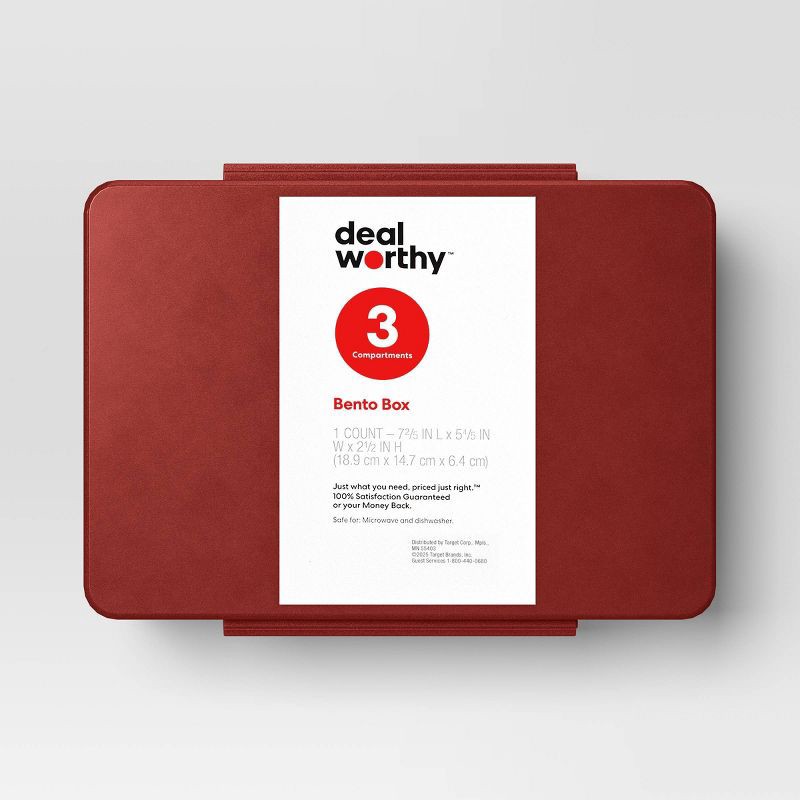 slide 1 of 3, Bento Boxes - Dealworthy™ Red: BPA-Free Polypropylene Lunchbox for Adults, 1 ct