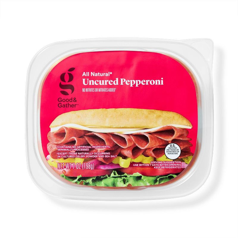 slide 1 of 5, All Natural Uncured Pepperoni - 7oz - Good & Gather™, 7 oz