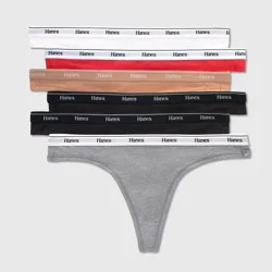Hanes Originals Women's 6pk Breathable Stretch Cotton Thong Underwear- Colors May Vary M: Lightweight Knit, Tagless, Low Rise