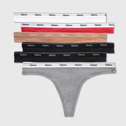 Hanes Originals Women's 6pk Breathable Stretch Cotton Thong Underwear- Colors May Vary M: Lightweight Knit, Tagless, Low Rise