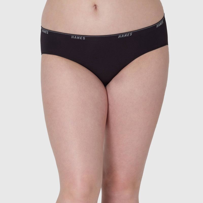 slide 2 of 5, Hanes Women's 3pk Moves Hipster Underwear - Black/Almond L: Seamless Knit, Lightweight Stretch Fabric, Full Waistband Elastic, 3 ct