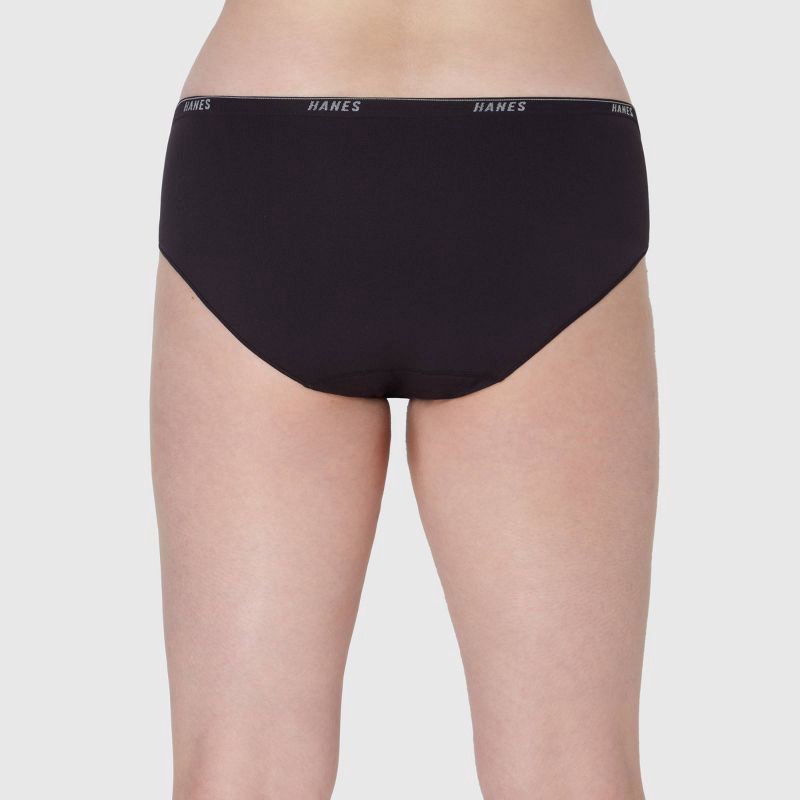 slide 4 of 5, Hanes Women's 3pk Moves Hipster Underwear - Black/Almond L: Seamless Knit, Lightweight Stretch Fabric, Full Waistband Elastic, 3 ct