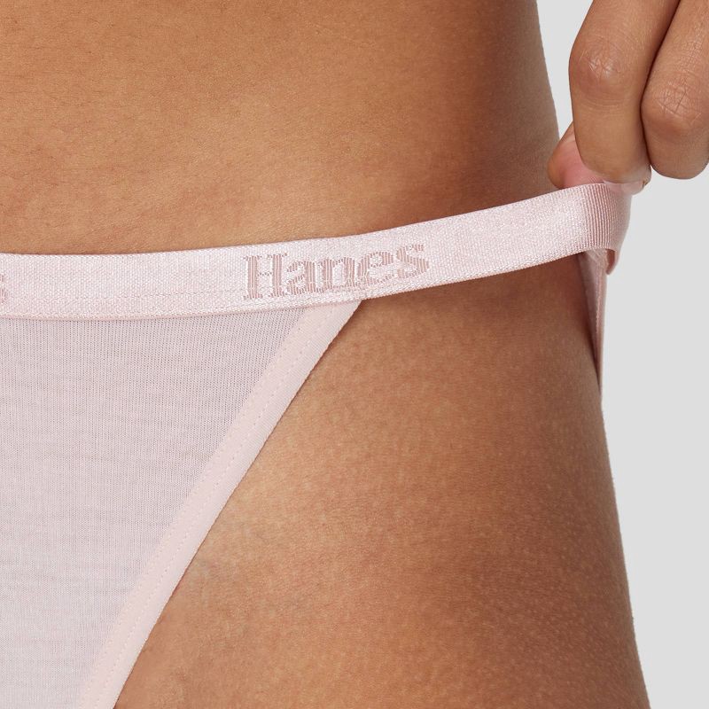 slide 5 of 6, Hanes Originals Women's 3pk SuperSoft Low-Rise String Bikini Underwear - White/Olive/Pink S: Tagless Knit Opaque, 3 ct