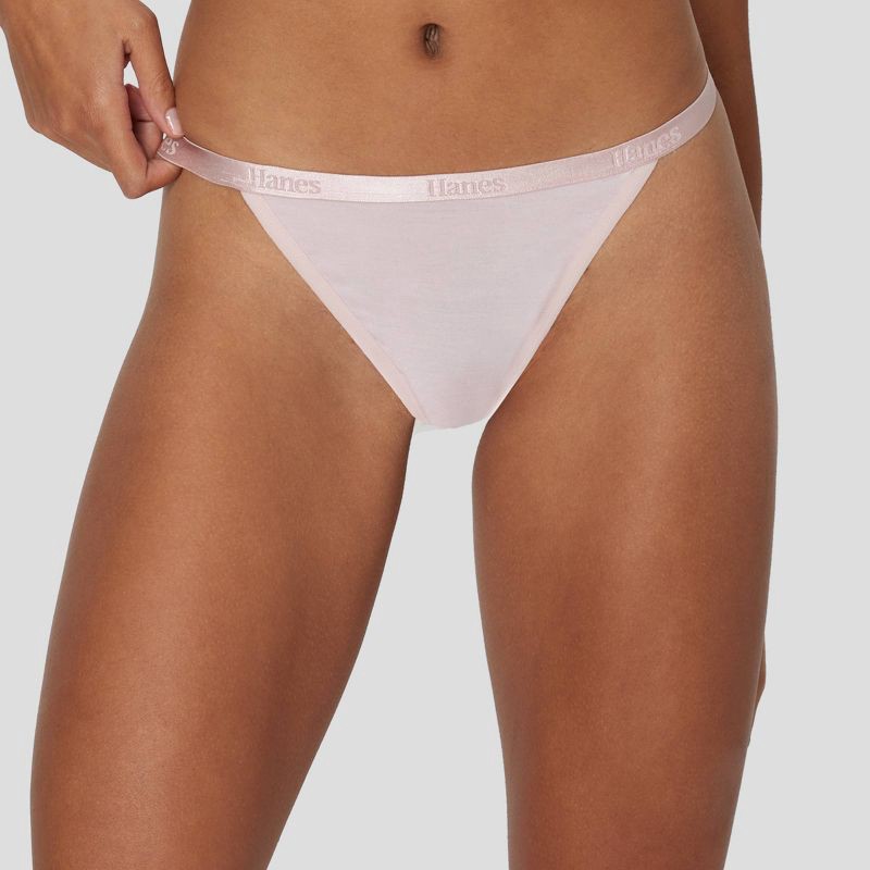 slide 2 of 6, Hanes Originals Women's 3pk SuperSoft Low-Rise String Bikini Underwear - White/Olive/Pink L: Tagless Knit Viscose Blend, 3 ct