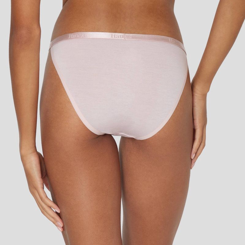 slide 4 of 6, Hanes Originals Women's 3pk SuperSoft Low-Rise String Bikini Underwear - White/Olive/Pink L: Tagless Knit Viscose Blend, 3 ct