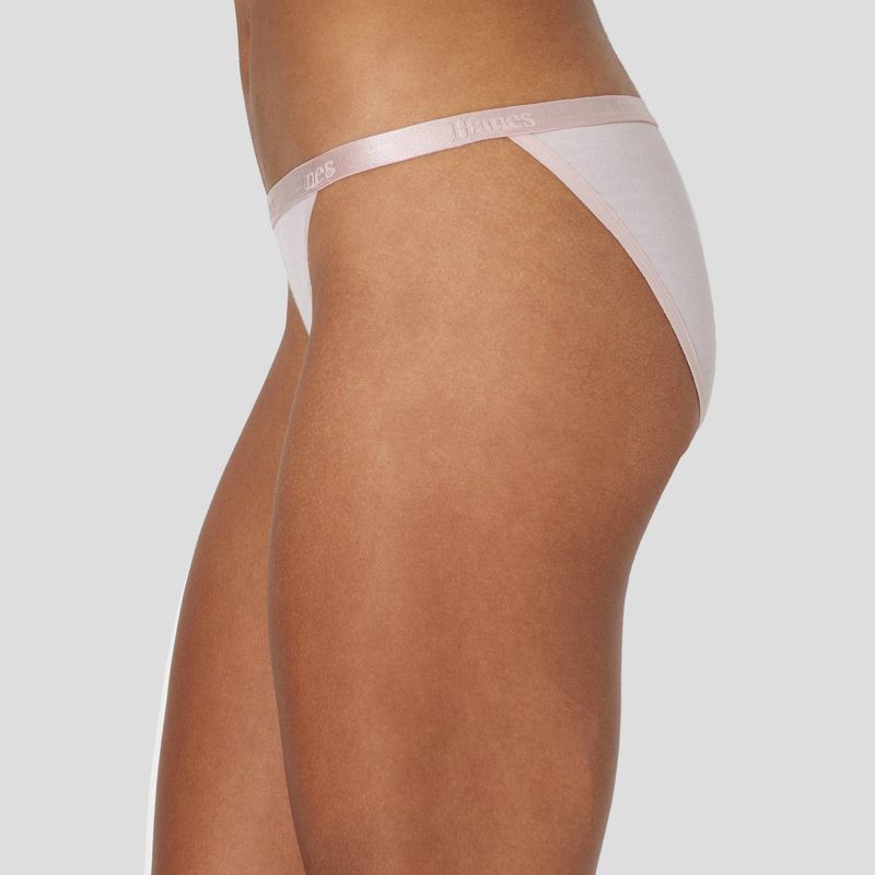 slide 3 of 6, Hanes Originals Women's 3pk SuperSoft Low-Rise String Bikini Underwear - White/Olive/Pink XL: Lightweight Knit, Tagless, Full Elastic Waistband, 3 ct