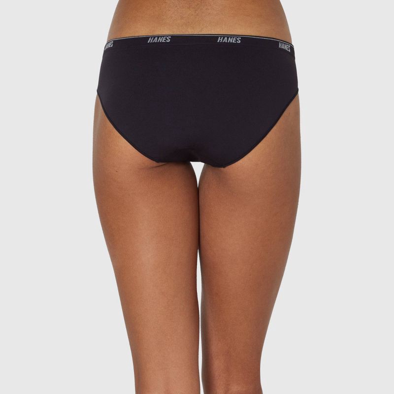 slide 4 of 5, Hanes Women's 3pk Moves Bikini Underwear - Black/Almond M: Seamless Knit, Low Rise, Stretch Fabric, 3 ct