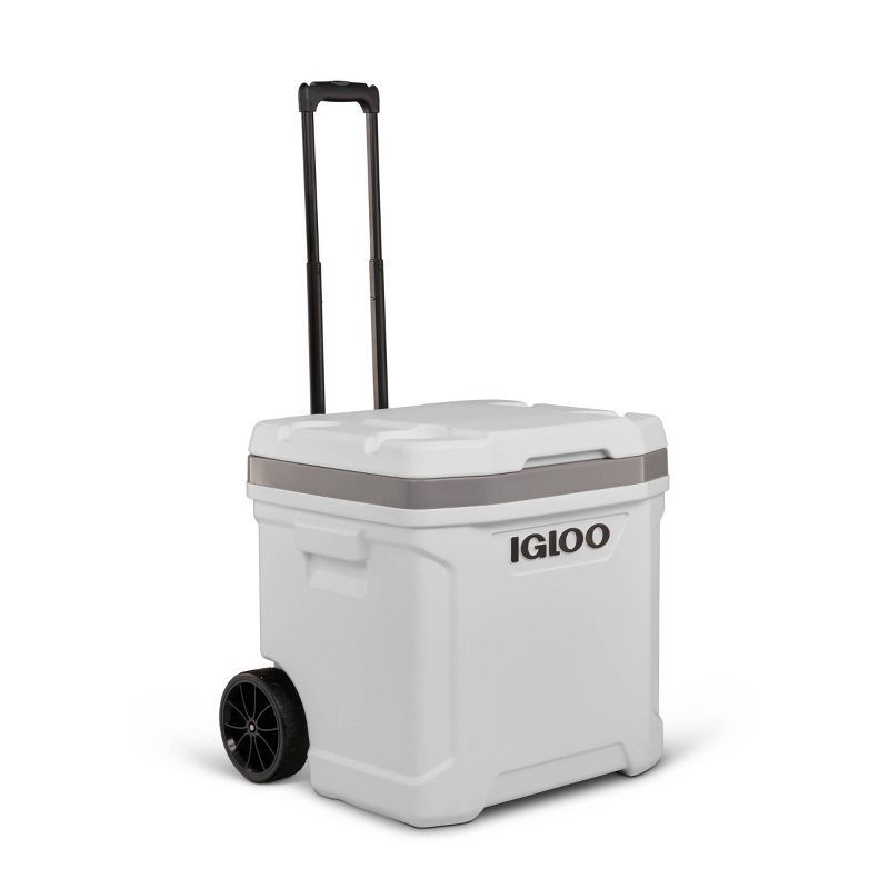 slide 9 of 13, Igloo Marine Latitude 60qt Rolling Cooler - White: Retractable Handle, Cup Holder, 60 qt