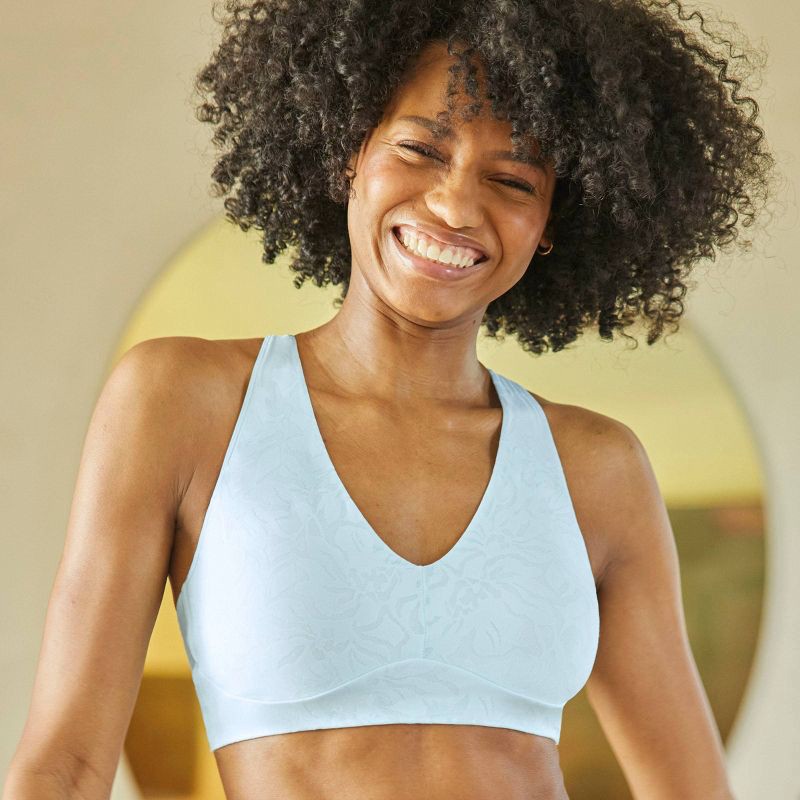 slide 6 of 7, Jockey Generation™ Soft Touch Lace Bralette - Echo Blue S: Crisscross Back, Adjustable Straps, Wireless, Medium Coverage, 1 ct