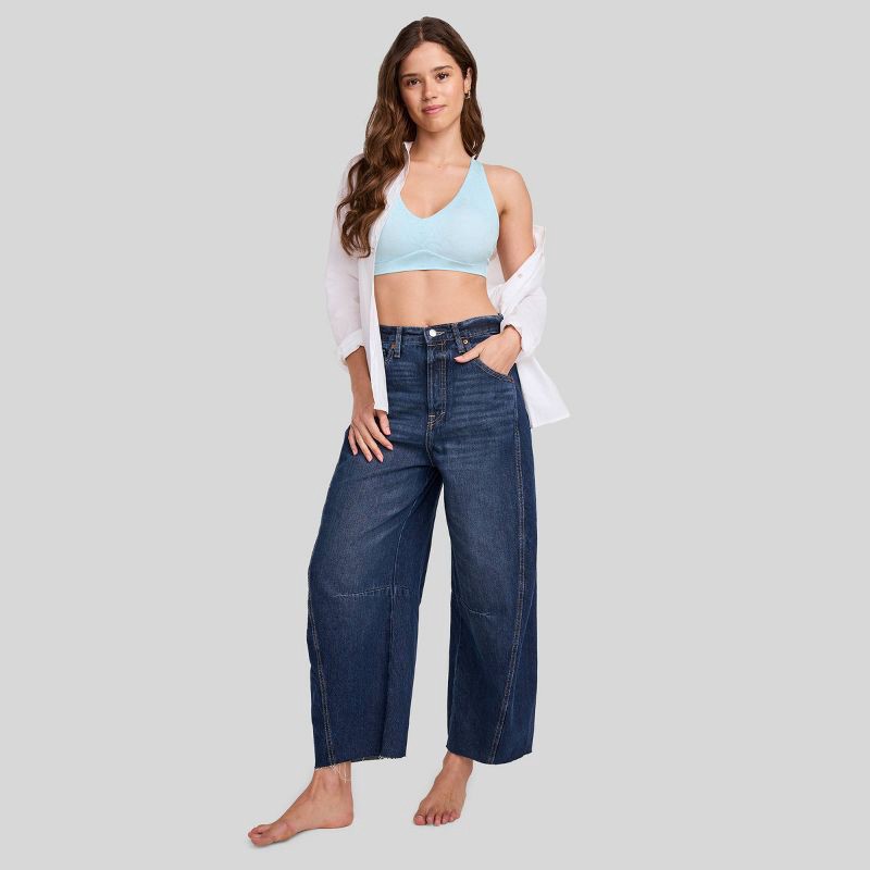 slide 3 of 7, Jockey Generation™ Soft Touch Lace Bralette - Echo Blue M: Nylon-Spandex Blend, Crisscross Back, Adjustable Straps, Removable Cups, 1 ct