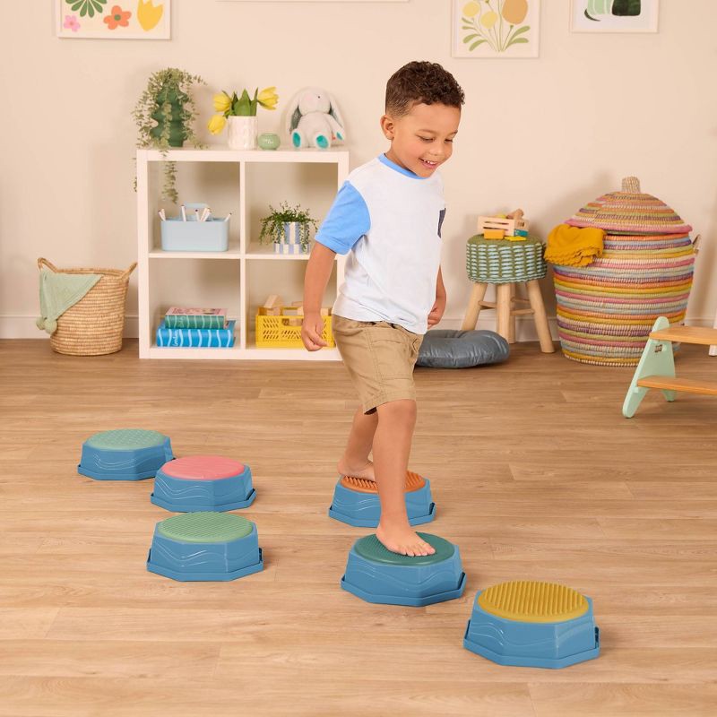 slide 2 of 6, B. toys Balance & Hop Stepping Stones Balance & Build Add-on Set, 1 ct