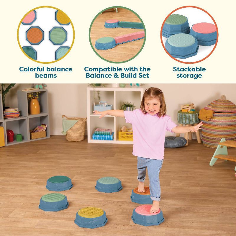 slide 3 of 6, B. toys Balance & Hop Stepping Stones Balance & Build Add-on Set, 1 ct