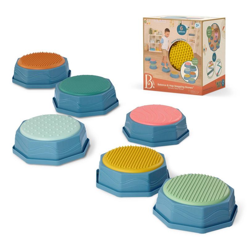slide 1 of 6, B. toys Balance & Hop Stepping Stones Balance & Build Add-on Set, 1 ct