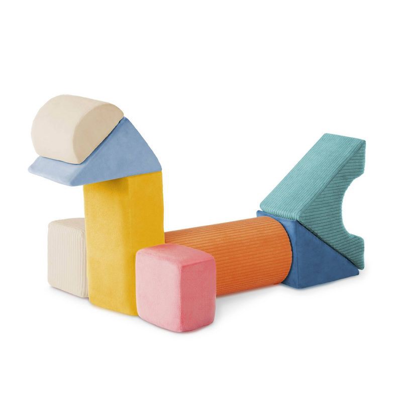 slide 6 of 8, B. toys Tumble-y Towers Soft Sensory Baby Blocks for Stacking, 1 ct