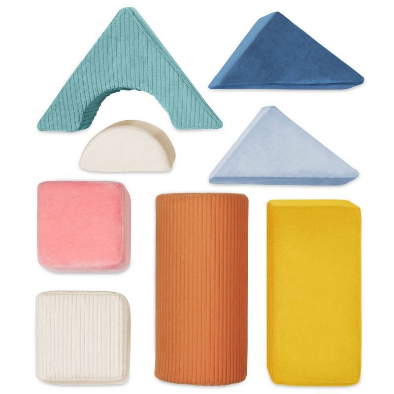 slide 7 of 8, B. toys Tumble-y Towers Soft Sensory Baby Blocks for Stacking, 1 ct