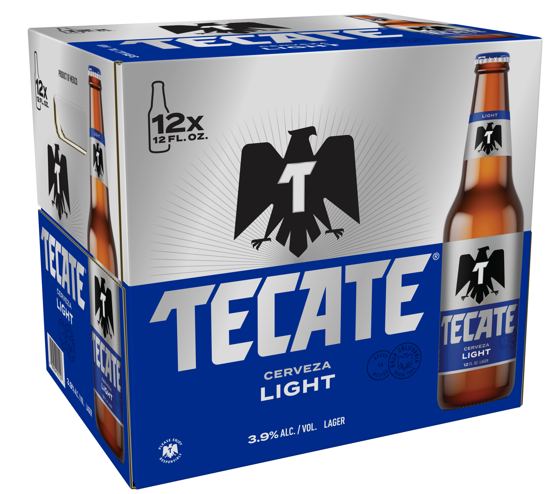 slide 2 of 2, Tecate Light Mexican Lager Beer, 12 Pack, 12 fl oz Bottles, 12 oz