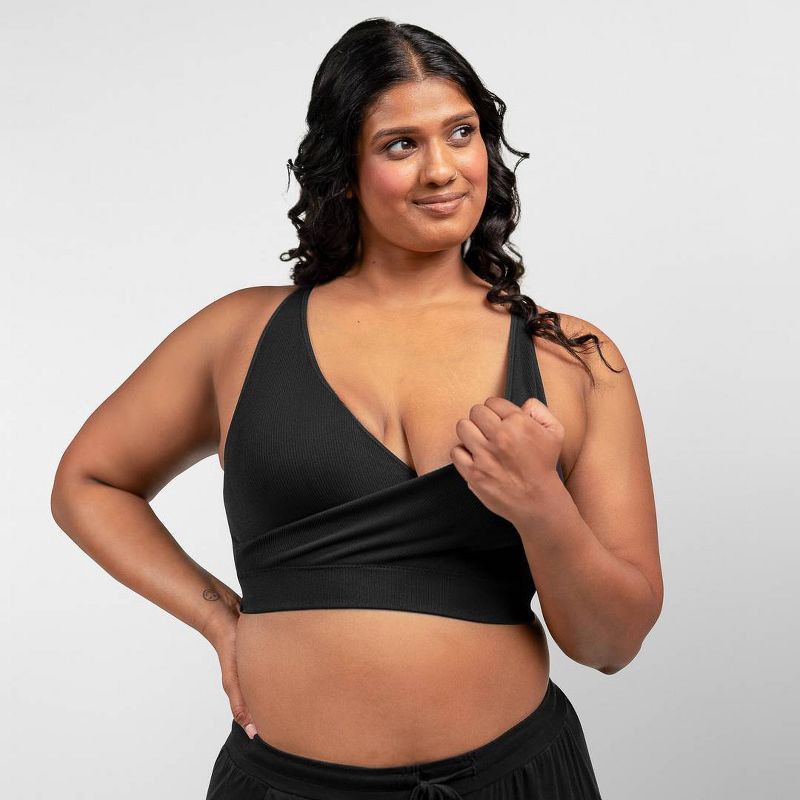 slide 6 of 12, kindred by Kindred Bravely Women's Adjustable Crossover Nursing Bra - Black XL: Removable Padding, Light Support, 1 ct