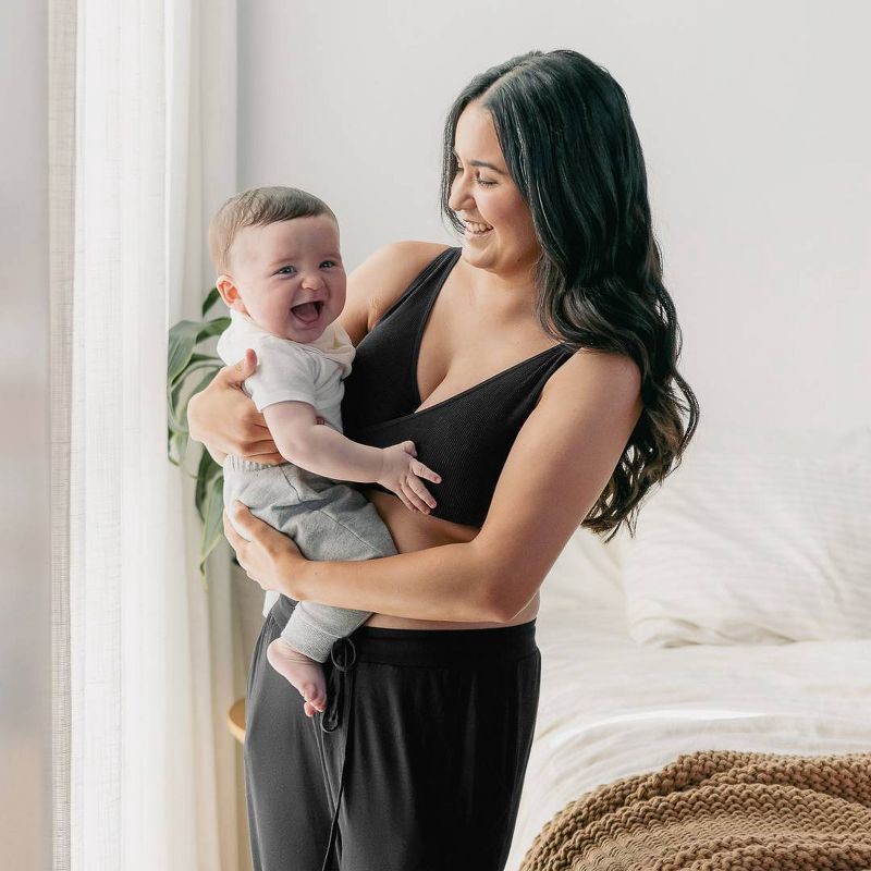 slide 2 of 12, kindred by Kindred Bravely Women's Adjustable Crossover Nursing Bra - Black L-Busty: Nylon Spandex, Deep V Neck, Removable Padding, 1 ct