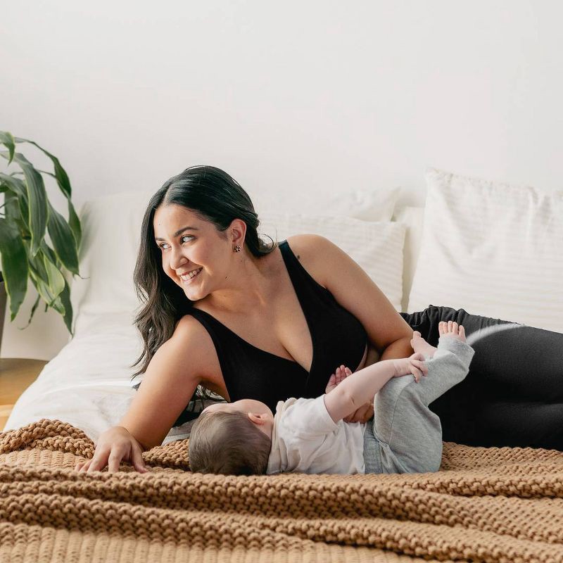 slide 1 of 12, kindred by Kindred Bravely Women's Adjustable Crossover Nursing Bra - Black XL-Busty: Light Support, Removable Padding, Maternity Bralette, 1 ct