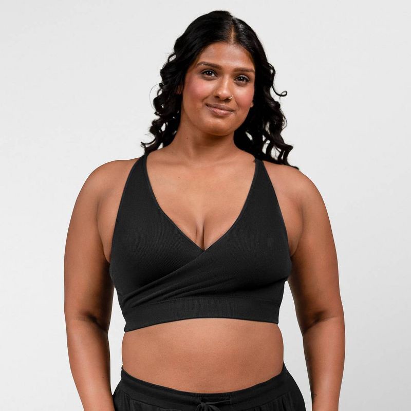 slide 7 of 12, kindred by Kindred Bravely Women's Adjustable Crossover Nursing Bra - Black XXL-Busty: Removable Padding, Light Support, 1 ct