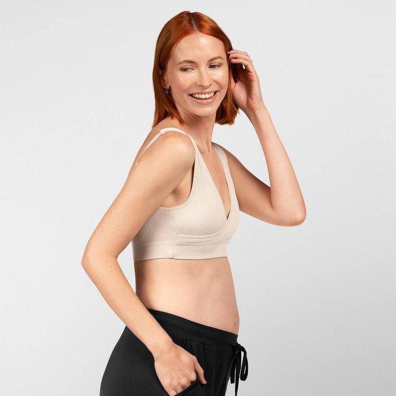 slide 3 of 11, kindred by Kindred Bravely Women's Adjustable Crossover Nursing Bra - Beige M: Light Support, Removable Padding, Maternity Bralette, 1 ct