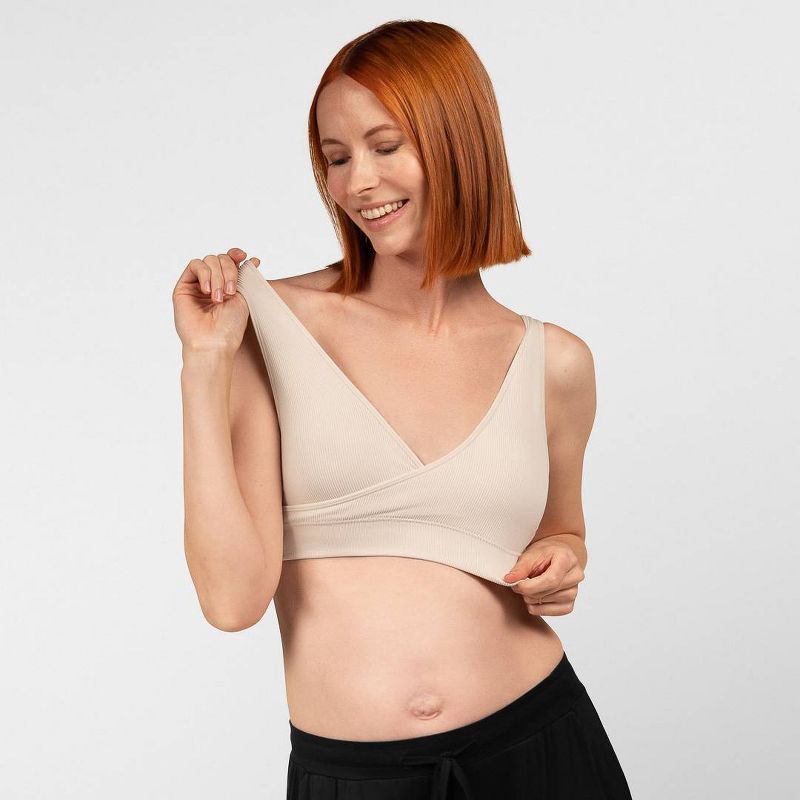 slide 4 of 11, kindred by Kindred Bravely Women's Adjustable Crossover Nursing Bra - Beige XL: Light Support, Removable Padding, 1 ct