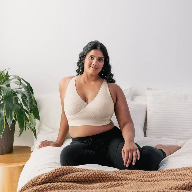 slide 8 of 11, kindred by Kindred Bravely Women's Adjustable Crossover Nursing Bra - Beige XL: Light Support, Removable Padding, 1 ct