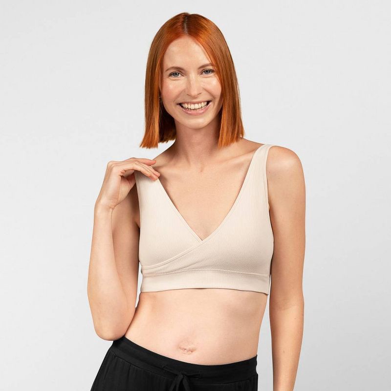 slide 1 of 11, kindred by Kindred Bravely Women's Adjustable Crossover Nursing Bra - Beige XL: Light Support, Removable Padding, 1 ct