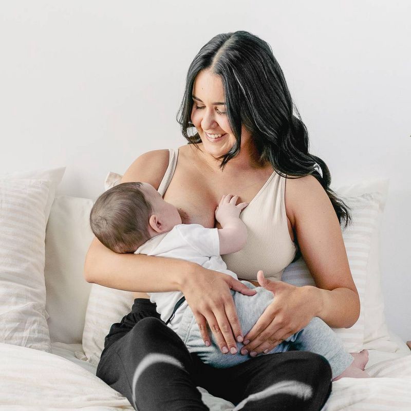 slide 2 of 11, kindred by Kindred Bravely Women's Adjustable Crossover Nursing Bra - Beige L-Busty: Light Support, Removable Padding, Maternity Bralette, 1 ct