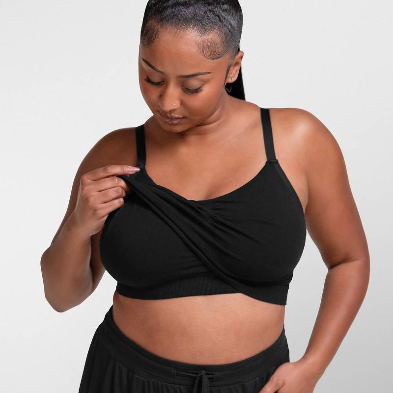 slide 4 of 11, kindred by Kindred Bravely Women's Hands-Free Pumping Lounge & Sleep Bra - Black XXL-Busty, 1 ct