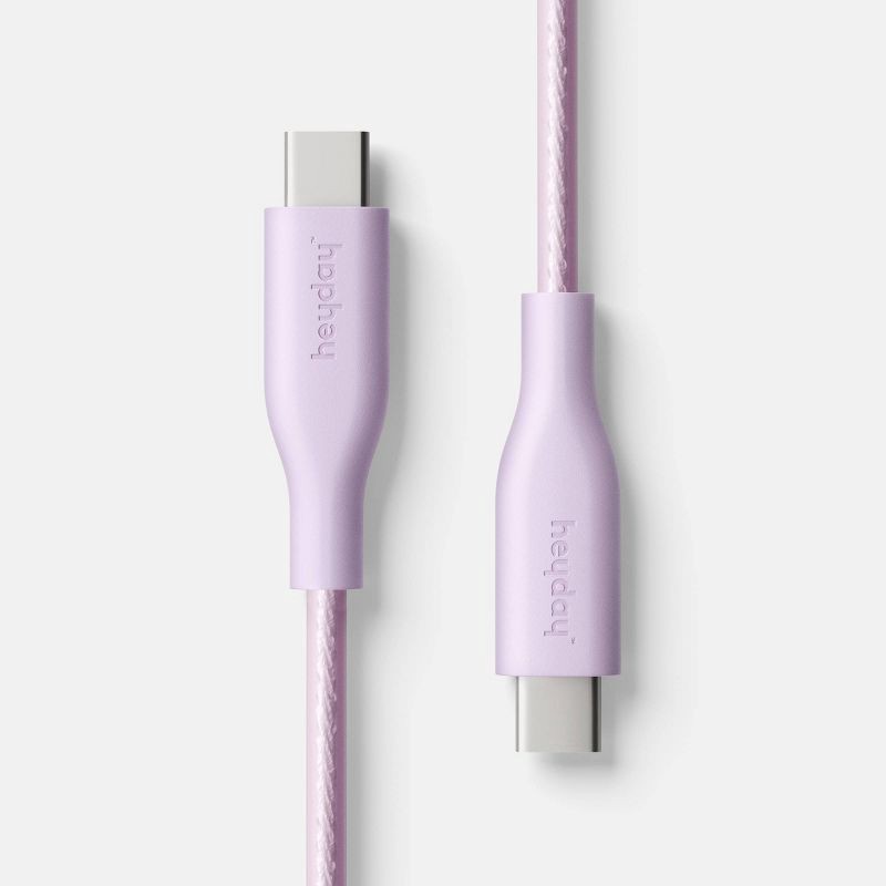 slide 1 of 3, 3' USB-C to USB-C Silicone Translucent Jelly Charging Cable - heyday™ Lavender, 1 ct