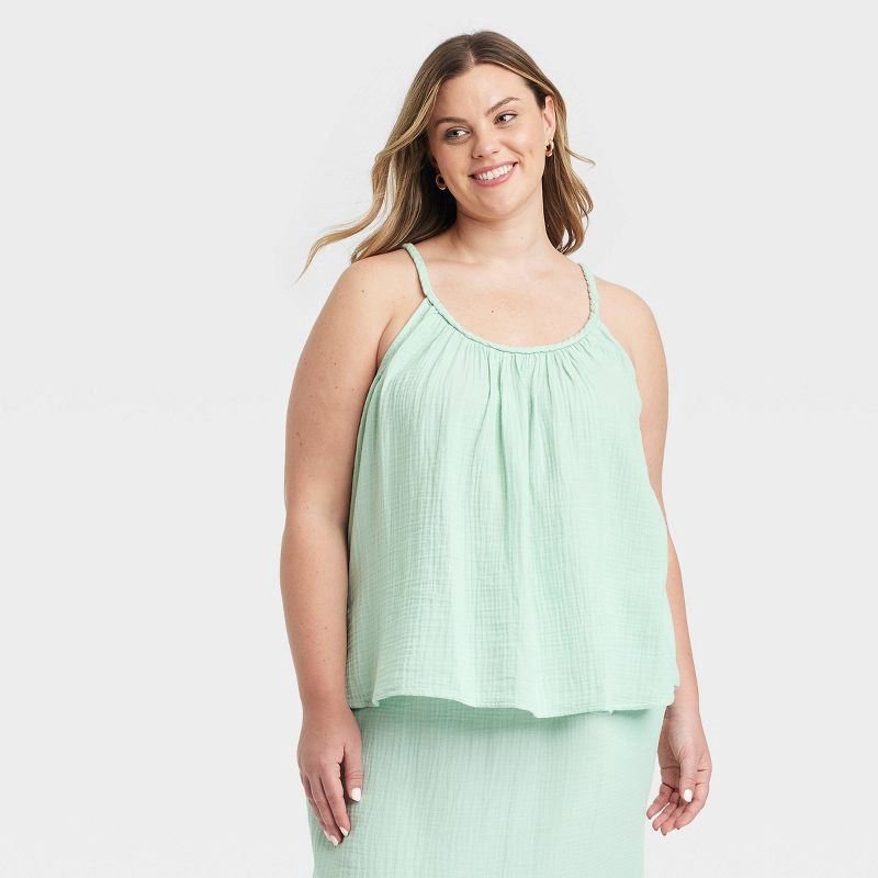 Women's Gauze Tank Top - Universal Thread™ Light Green XXL