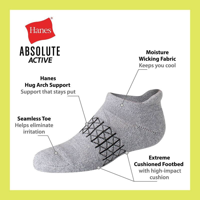 slide 5 of 6, Hanes Boys' 4pk Absolute Active Heel Shield Socks - White M, 4 ct