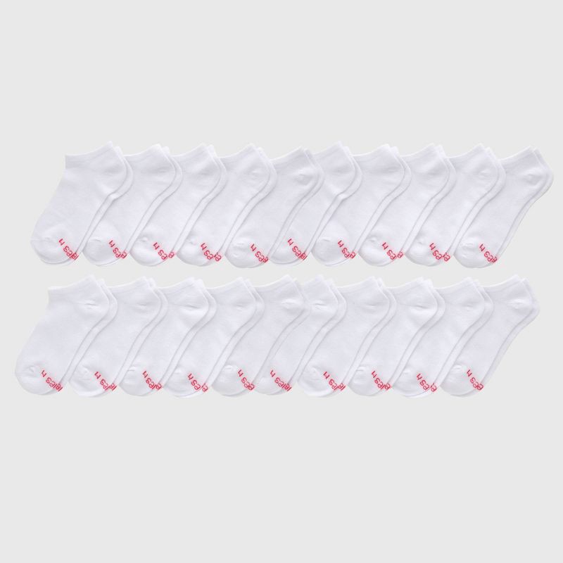 slide 4 of 5, Hanes Girls' 20pk No Show Socks - White M, 20 ct