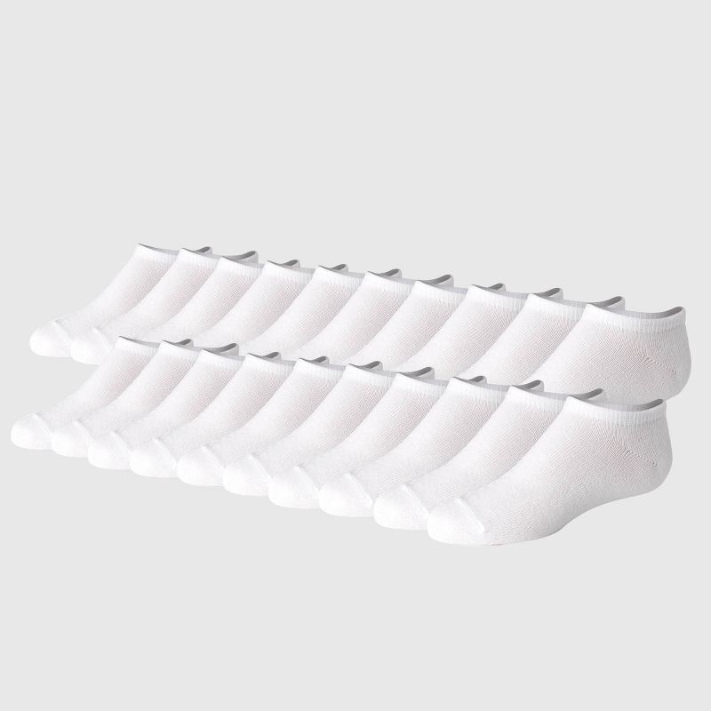 slide 1 of 5, Hanes Girls' 20pk No Show Socks - White M, 20 ct