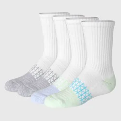 Hanes Girls' 4pk Absolute Active Crew Socks - White M